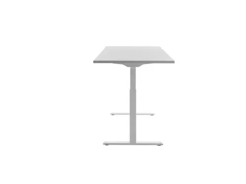 Elektrisch ihv bureau,HxBxD 700-1200x1800x800mm,blad grijs,T-voet wit