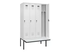 locker met bank,voor scheiding van kleding,HxBxD 2120x1200x815mm,4vak