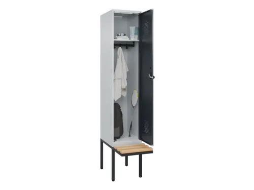 locker met bank,HxBxD 2120x400x815mm,1vak,vak B 400mm,draaigrendel