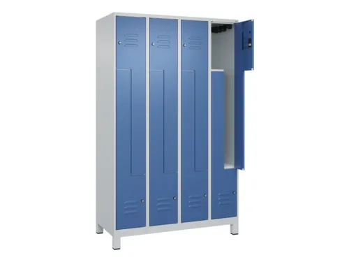 Z-garderobekast,HxBxD 1950x1200x500mm,vak B 150/300mm,cil.-slot,voeten