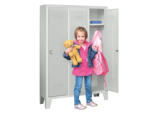 lockerkast v. kinderen,HxBxD 1300x780x300mm,3vak,RAL7035,front RAL7035