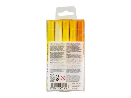 Brushpen Talens Ecoline set-geel blister à 5 stuks assorti