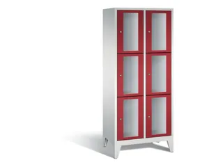 lockerkast 1850x810x500mm 2x3 vakken Cilinderslot Poten, RAL3003 - 2