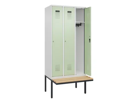 locker met bank,HxBxD 2120x900x815mm,3vak,vak B 300mm,cilinderslot