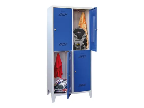 dubbeldekse locker,HxBxD 1850x800x500mm,2x2vak.,RAL7035,front RAL5010
