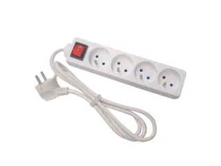 4-Voudige Stekkerdoos Met Schakelaar - 3m Kabel - WIT - Penaarde - 3