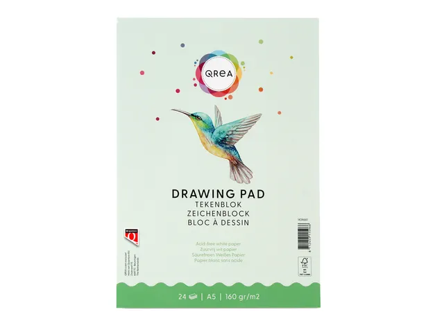 Bloc à dessin Qrea A5 24 feuilles 160g collé