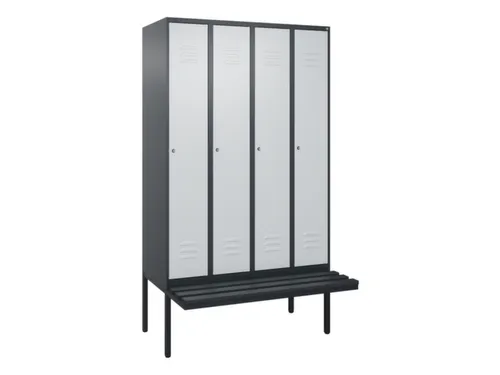 locker met bank,HxBxD 2120x1200x815mm,4vak,vak B 300mm,cil.-slot
