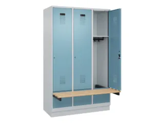 locker met bank,HxBxD 1950x1200x815mm,3vak,vak B 400mm,cilinderslot - 1