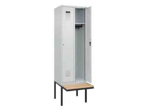 locker met bank,HxBxD 2120x600x815mm,2vak,vak B 300mm,cilinderslot