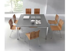 vergadertafel,HxBxD 740x1400x1400mm,hoekig,MS-donkergrijs