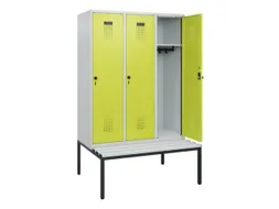 locker met bank,HxBxD 1950x1200x815mm,3vak,vak B 400mm,draaigrendel
