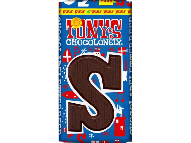 Chocoladeletter Tonys Chocolonely S puur 90 gram