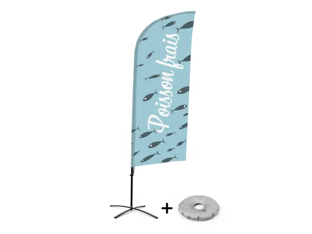 Promotievlag Alu Wind complete set "Poisson frais" kruisvoet Zwart
