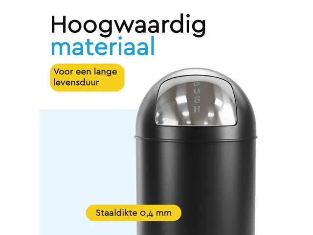 BRASQ PB230+ Push Bin Prullenbak 30 Liter Zwart