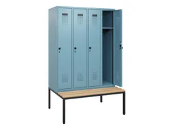 locker met bank,HxBxD 1950x1200x815mm,4vak,vak B 300mm,draaigrendel