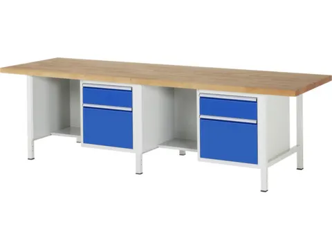 établi HxlxP 840-1040x3000x900mm plateau hêtre force 1250kg