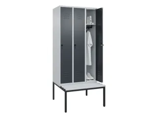 locker met bank,HxBxD 2120x900x815mm,3vak,vak B 300mm,draaigrendel - 3