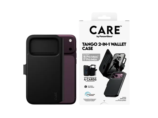 PanzerGlass CARE by Tango 2-in-1 Wallet Case Black w. MagSafe iP