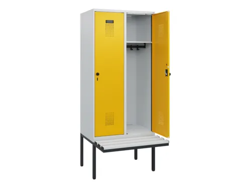 locker met bank,HxBxD 1950x800x815mm,2vak,vak B 400mm,draaigrendel