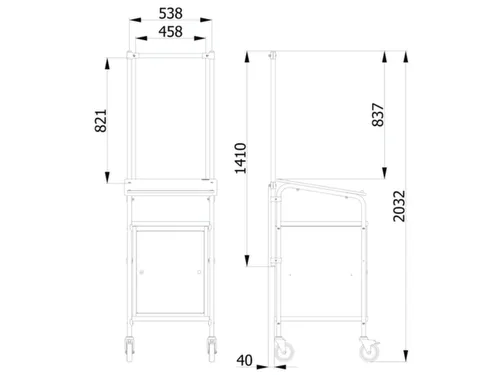 anti-speekselscherm,pvc-folie,glashelder,frame staal RAL5007