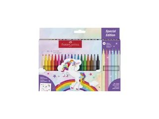 Viltstiften Faber-Castell Unicorn 18x standaard kleuren + 6x pastel kl - 1