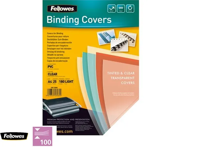 Couverture Fellowes A4 PVC 180 micron 25 pièces