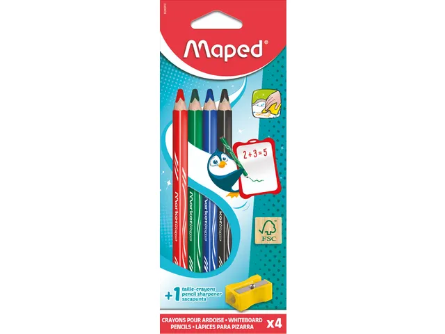 Whiteboardpotlood Maped Marker'Peps set 4 kleuren