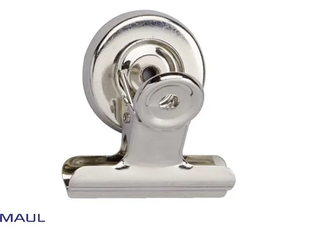 Papierklem MAUL Bulldog met magneet 52mm capaciteit 20mm zilver