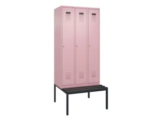 locker met bank,voor scheiding van kleding,HxBxD 2120x900x815mm,3vak - 2