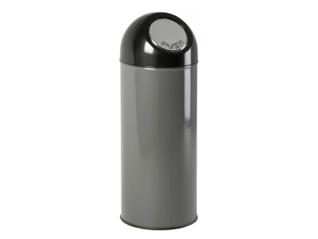 Afvalbak met pushdeksel en binnenemmer 55 Liter Metallic