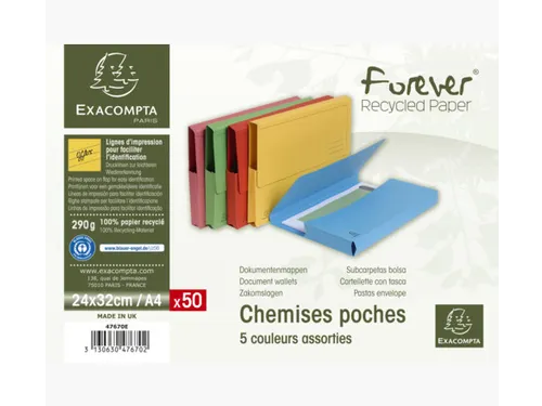 Pocketmap Exacompta Forever A4 290gr assorti 50 stuks