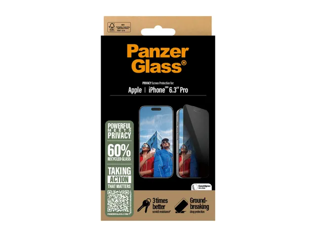 PanzerGlass Privacy Screen Protector iPhone 16 Pro | Ultra-Wide Fit