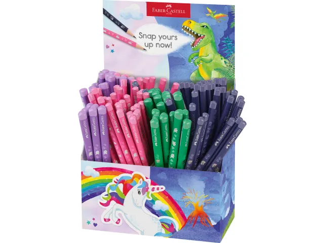 Potlood Faber-Castell grafiet Dino en Unicorn HB 80x standaard en 60x