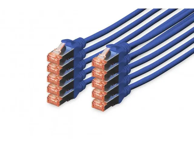 CAT 6 S-FTP patchkabel Cu LSZH AWG 27/7 Lengte 0,25m 10 stuks Blauw