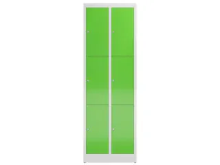 Lockerkast 1800x590x500mm 2x3 vakken cilinderslot, sokkel, RAL6018 - 2