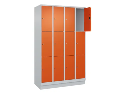 lockerkast,HxBxD 1950x1200x500mm,4x3vakken,vak B 300mm,cil.-slot