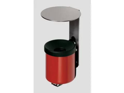Wandasbak 0.6 liter HxØ 220x90mm Ral3000 Rood Staal Overkapping Rvs