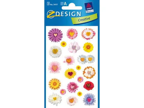 papieretiket Z-design Creative pakje a 3 vel bloemenhartjes