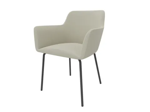 Bezoekersstoel 4Voeten Ronde Buis Donkergrijs Beige