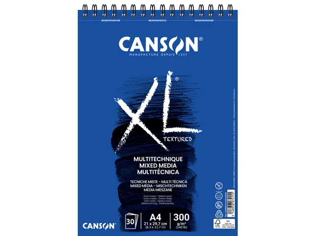 Bloc à dessin Canson XL Multitechnique A4 300g spirale 30 feuilles 30