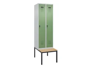 locker met bank,HxBxD 2120x600x815mm,2vak,vak B 300mm,draaigrendel - 3