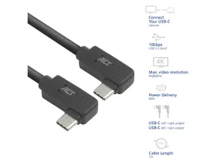 Kabel ACT USB-C hoek links/rechts 10Gbps 1m - 8