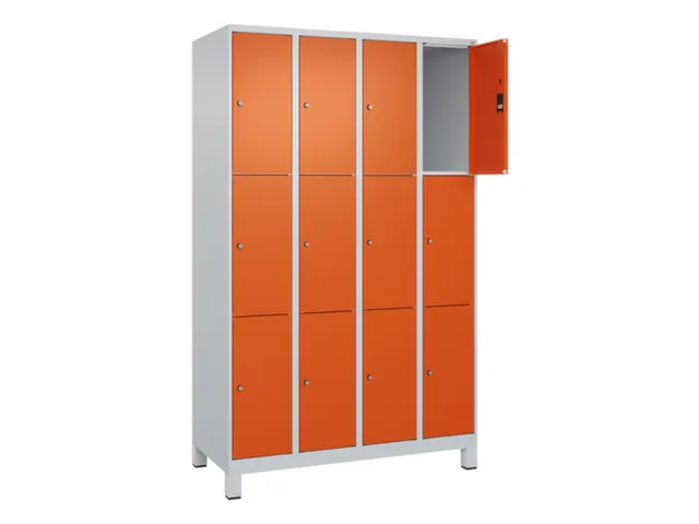 lockerkast,HxBxD 1950x1200x500mm,4x3vakken,vak B 300mm,cil.-slot