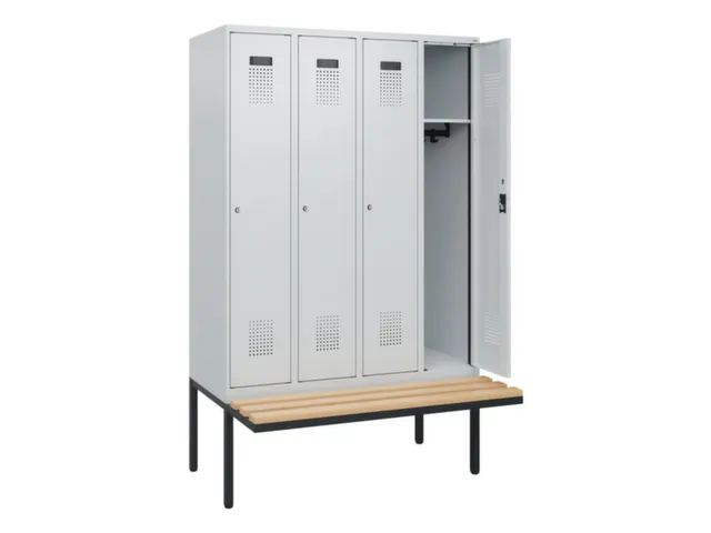 locker met bank,HxBxD 1950x1200x815mm,4vak,vak B 300mm,cilinderslot