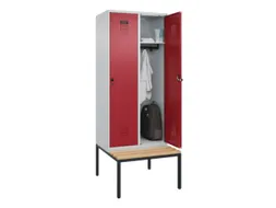 locker met bank,HxBxD 2120x800x815mm,2vak,vak B 400mm,draaigrendel