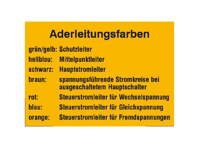 affiche,Kleuren elektriciteitsdraden,PVC,geel,om te verlijmen