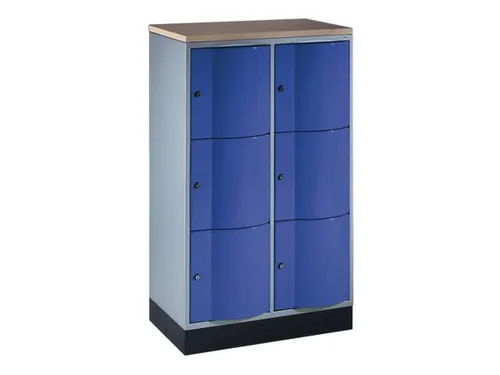 lockerkast,HxBxD 1255x770x540mm,2x3vakken,romp RAL7021,front RAL5010