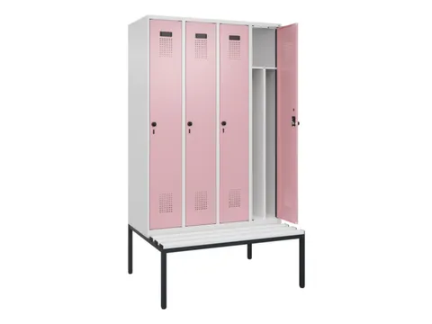 locker met bank,voor scheiding van kleding,HxBxD 2120x1200x815mm,4vak