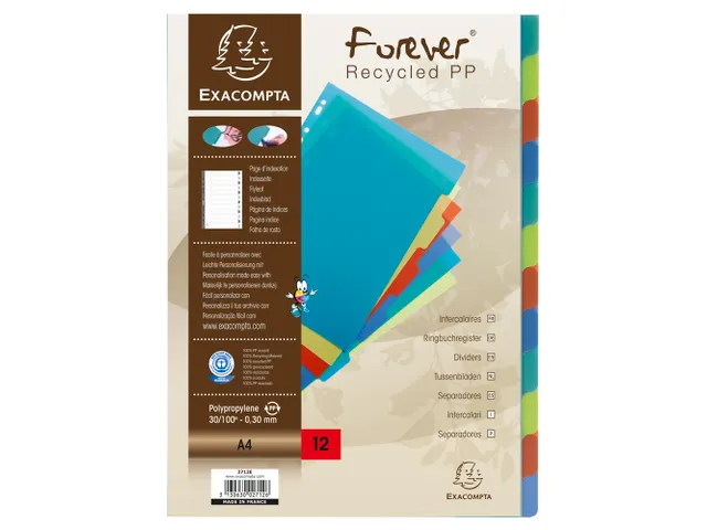 Tabbladen Exacompta A4 11-Gaats Forever 12-Delig Assorti Pp